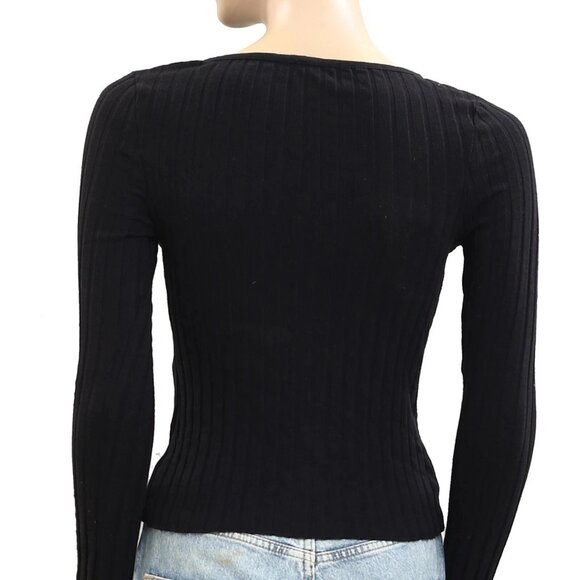 Free People Tilly Long-Sleeve Cardi Blouse Top Knit Ribbed Buttondown XS 280622 - Picture 7 of 7